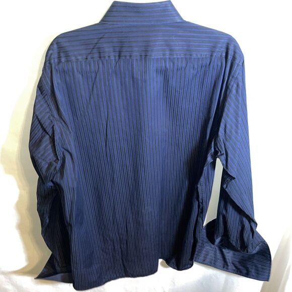 Hugo Boss Dress Shirt Mens Size Large Blue Striped French Cuffs Button Up Formal - Picture 8 of 12